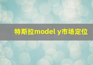 特斯拉model y市场定位